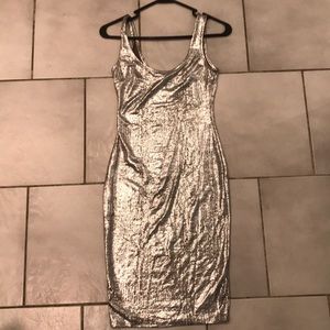 Metallic knee length bodycon
